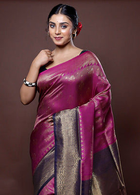 Purple Dupion Silk Saree With Blouse Piece