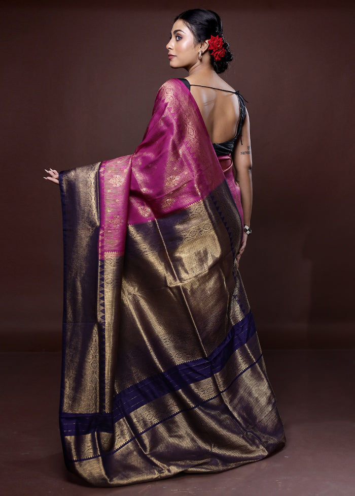 Purple Dupion Silk Saree With Blouse Piece