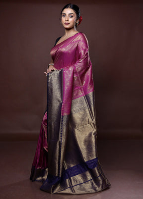 Purple Dupion Silk Saree With Blouse Piece