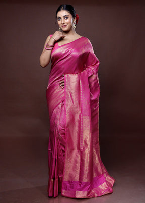 Pink Dupion Silk Saree With Blouse Piece