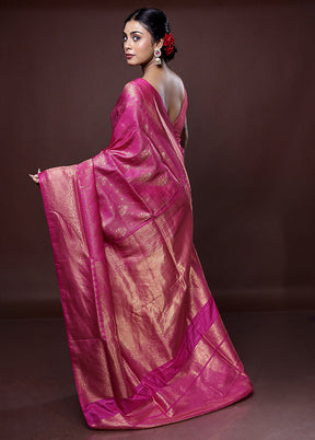 Pink Dupion Silk Saree With Blouse Piece