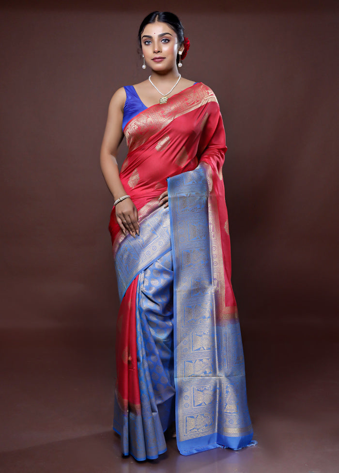 Pink Dupion Silk Saree With Blouse Piece