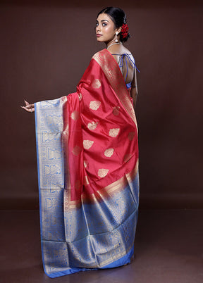 Pink Dupion Silk Saree With Blouse Piece