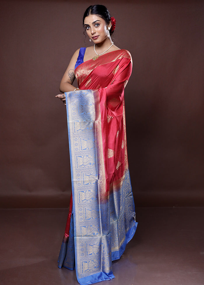 Pink Dupion Silk Saree With Blouse Piece