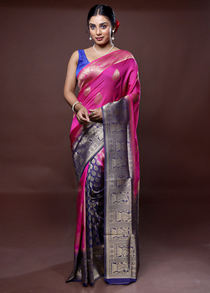 Pink Dupion Silk Saree With Blouse Piece