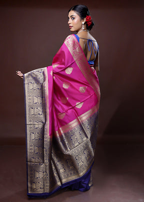 Pink Dupion Silk Saree With Blouse Piece