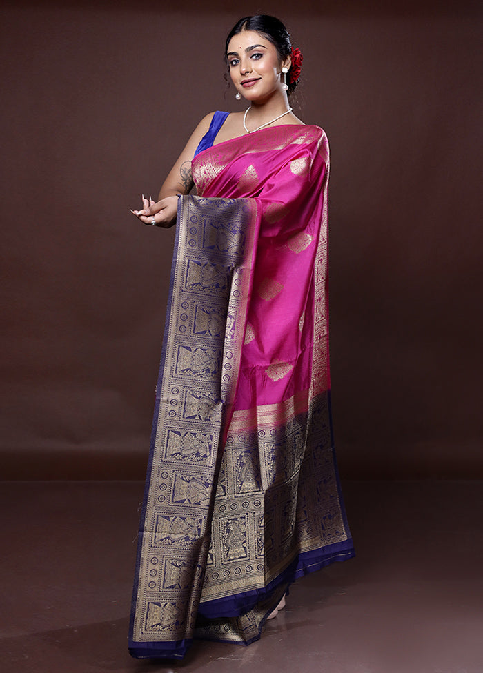 Pink Dupion Silk Saree With Blouse Piece