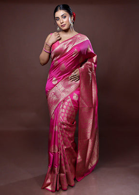 Pink Dupion Silk Saree With Blouse Piece