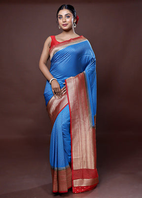 Blue Georgette Saree With Blouse Piece