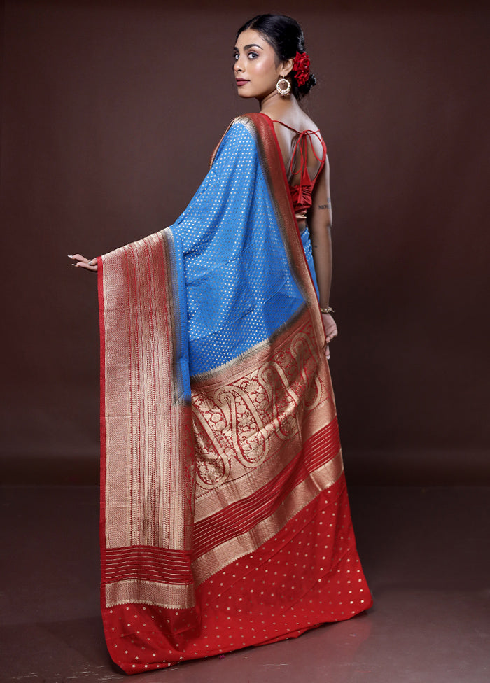 Blue Georgette Saree With Blouse Piece