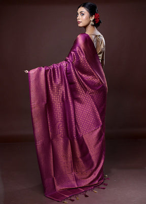 Purple Dupion Silk Saree With Blouse Piece