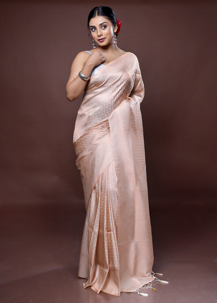 Cream Dupion Silk Saree With Blouse Piece