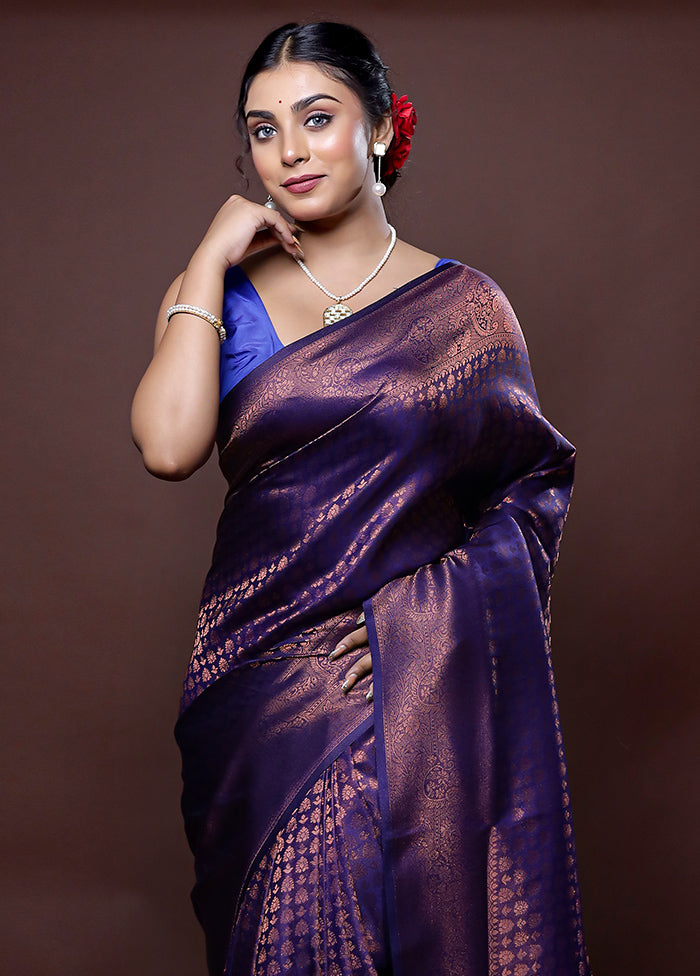 Purple Dupion Silk Saree With Blouse Piece