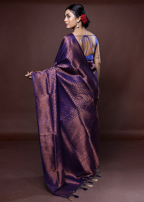 Purple Dupion Silk Saree With Blouse Piece