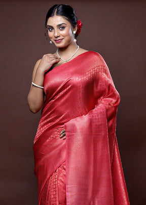 Pink Dupion Silk Saree With Blouse Piece