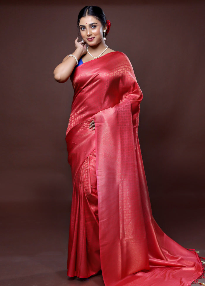 Pink Dupion Silk Saree With Blouse Piece