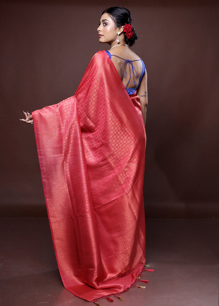 Pink Dupion Silk Saree With Blouse Piece