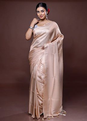 Cream Dupion Silk Saree With Blouse Piece