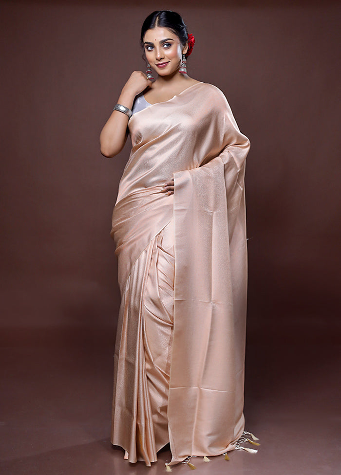 Cream Dupion Silk Saree With Blouse Piece