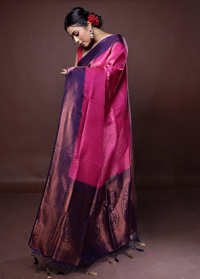 Pink Dupion Silk Saree With Blouse Piece