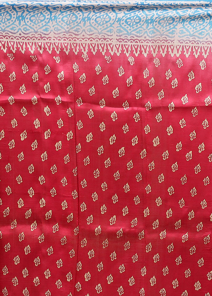 Pink Printed Pure Silk Saree Without Blouse Piece