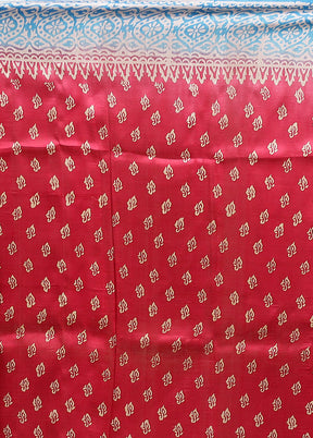 Pink Printed Pure Silk Saree Without Blouse Piece