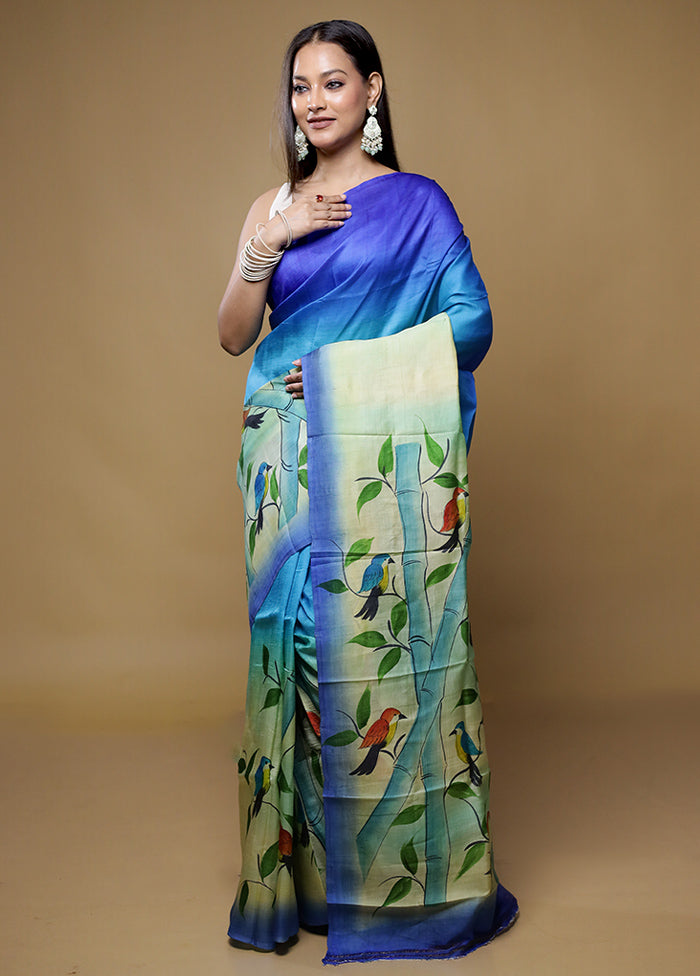 Multicolor Printed Pure Silk Saree Without Blouse Piece