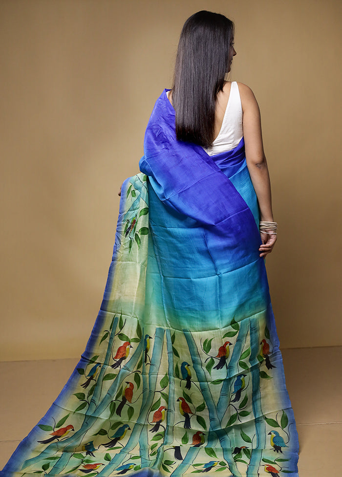 Multicolor Printed Pure Silk Saree Without Blouse Piece