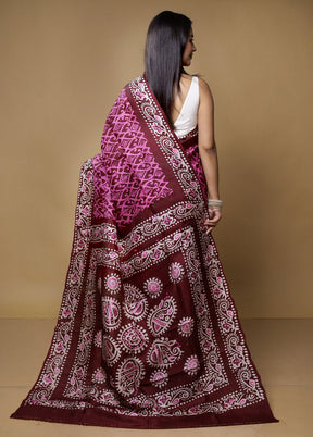 Pink Printed Pure Silk Saree Without Blouse Piece