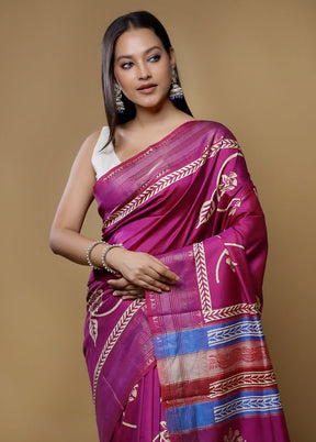 Pink Pure Bishnupuri Silk Saree Without Blouse Piece