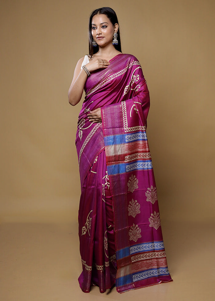 Pink Pure Bishnupuri Silk Saree Without Blouse Piece