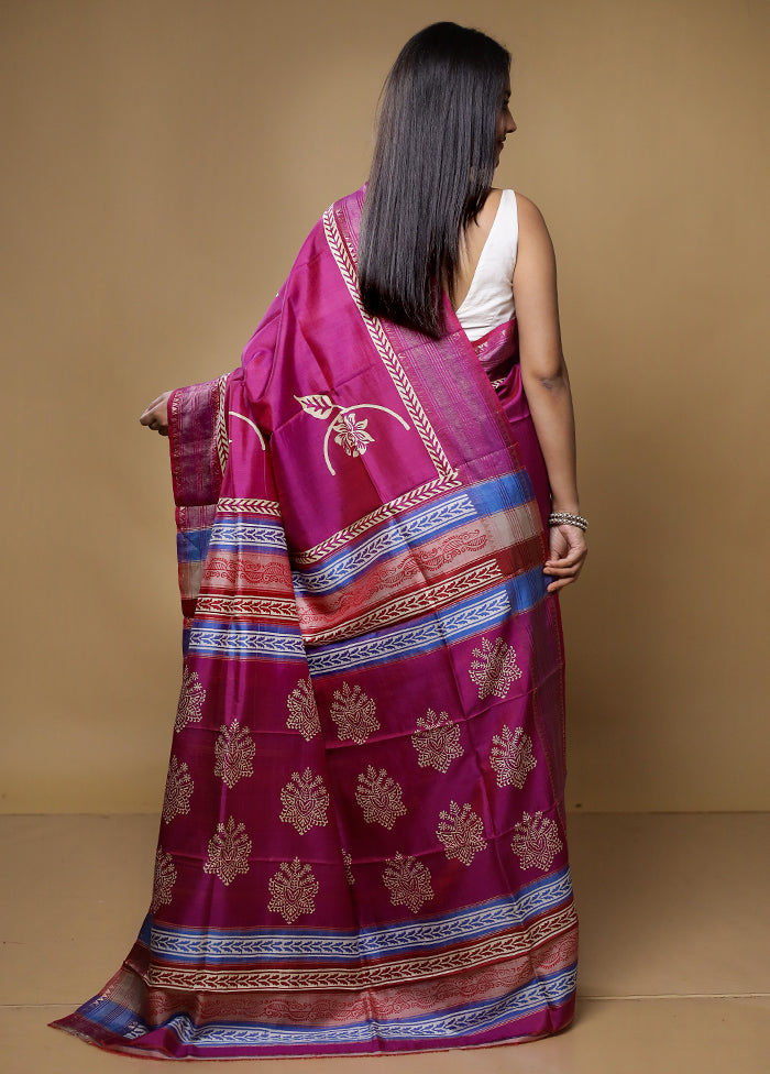 Pink Pure Bishnupuri Silk Saree Without Blouse Piece