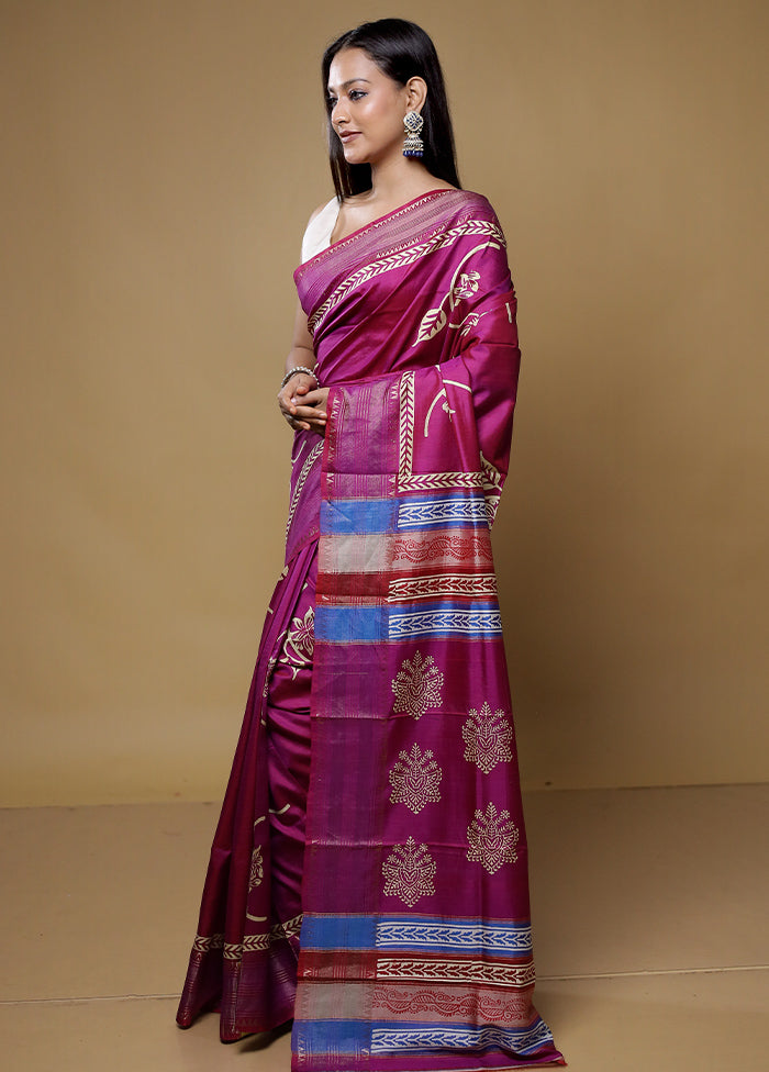 Pink Pure Bishnupuri Silk Saree Without Blouse Piece