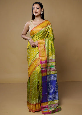 Green Pure Bishnupuri Silk Saree Without Blouse Piece