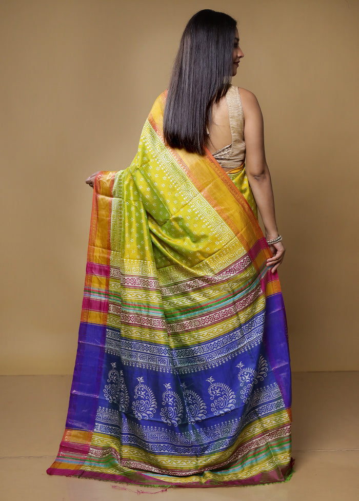 Green Pure Bishnupuri Silk Saree Without Blouse Piece