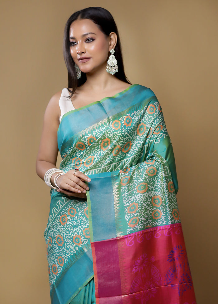 Green Pure Bishnupuri Silk Saree Without Blouse Piece