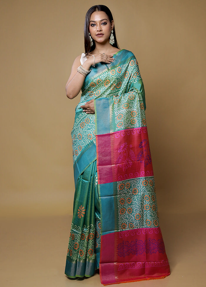 Green Pure Bishnupuri Silk Saree Without Blouse Piece