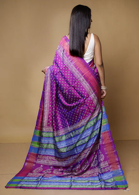 Purple Pure Bishnupuri Silk Saree Without Blouse Piece