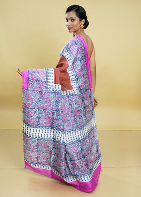 Multicolor Printed Pure Silk Saree Without Blouse Piece