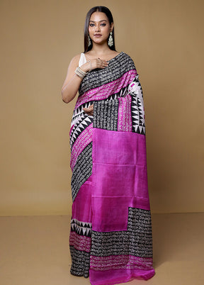 Multicolor Printed Pure Silk Saree Without Blouse Piece