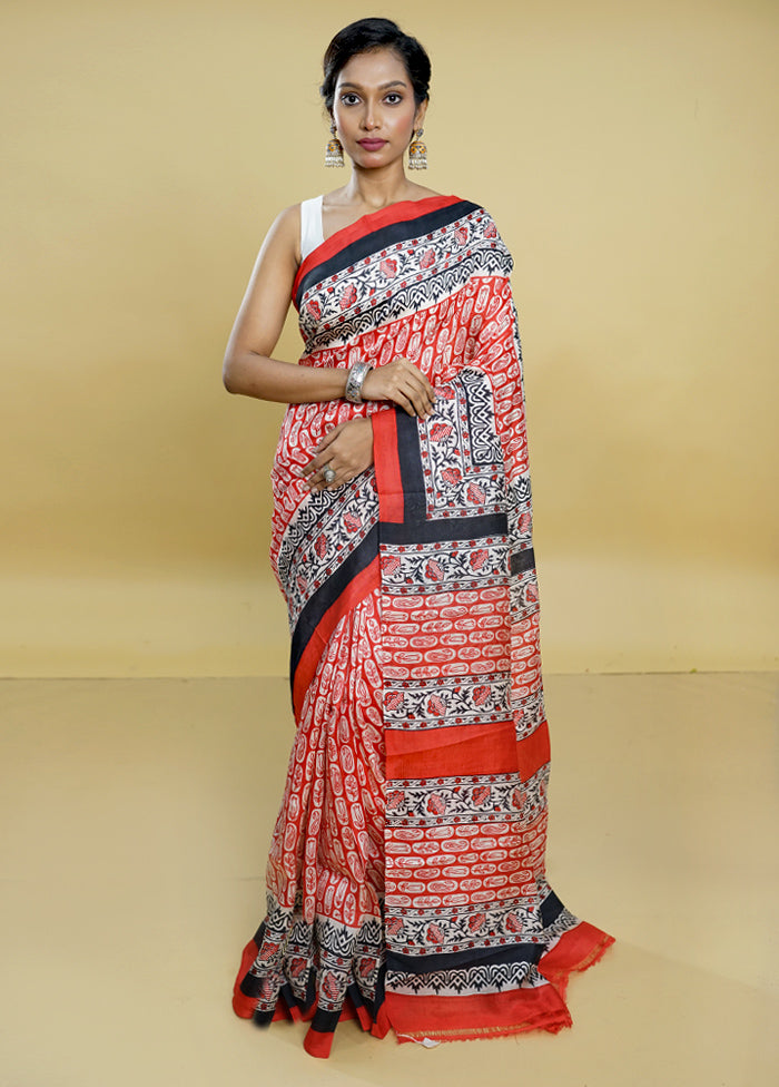 Multicolor Printed Pure Silk Saree Without Blouse Piece