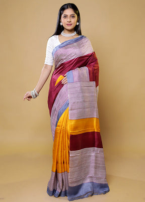 Pink Printed Pure Silk Saree Without Blouse Piece