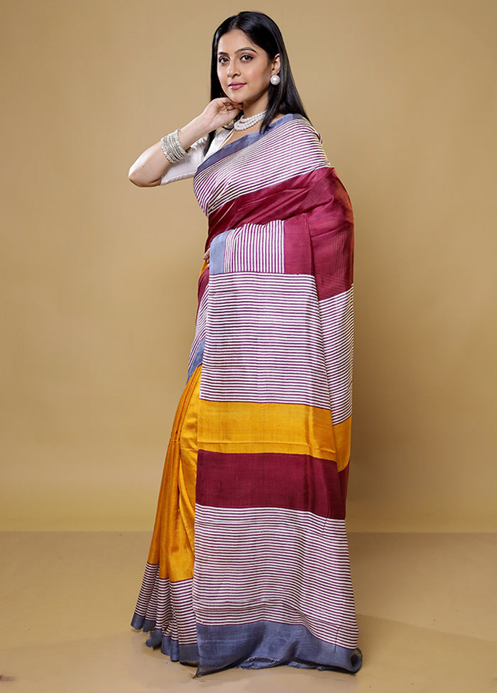 Pink Printed Pure Silk Saree Without Blouse Piece