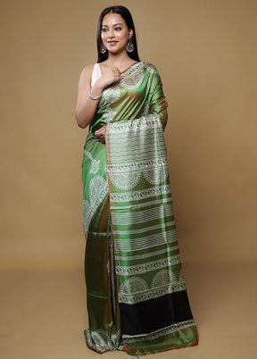 Green Pure Bishnupuri Silk Saree Without Blouse Piece