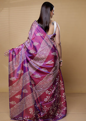 Purple Pure Bishnupuri Silk Saree Without Blouse Piece