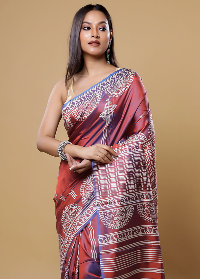 Brown Pure Bishnupuri Silk Saree Without Blouse Piece