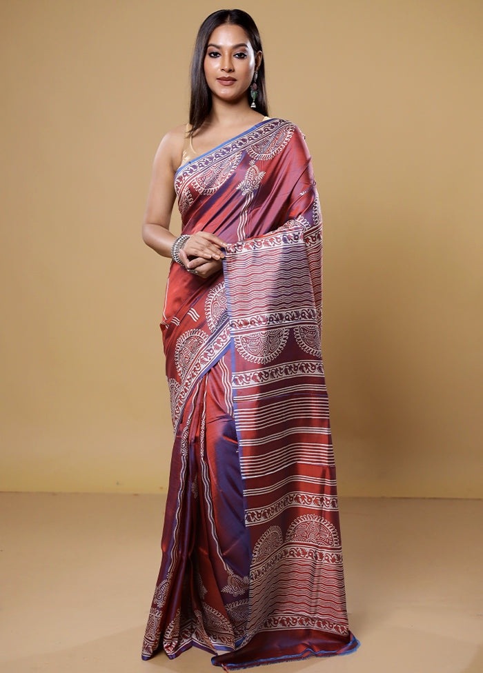 Brown Pure Bishnupuri Silk Saree Without Blouse Piece