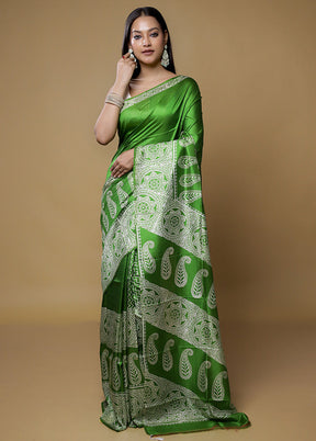 Green Pure Bishnupuri Silk Saree Without Blouse Piece