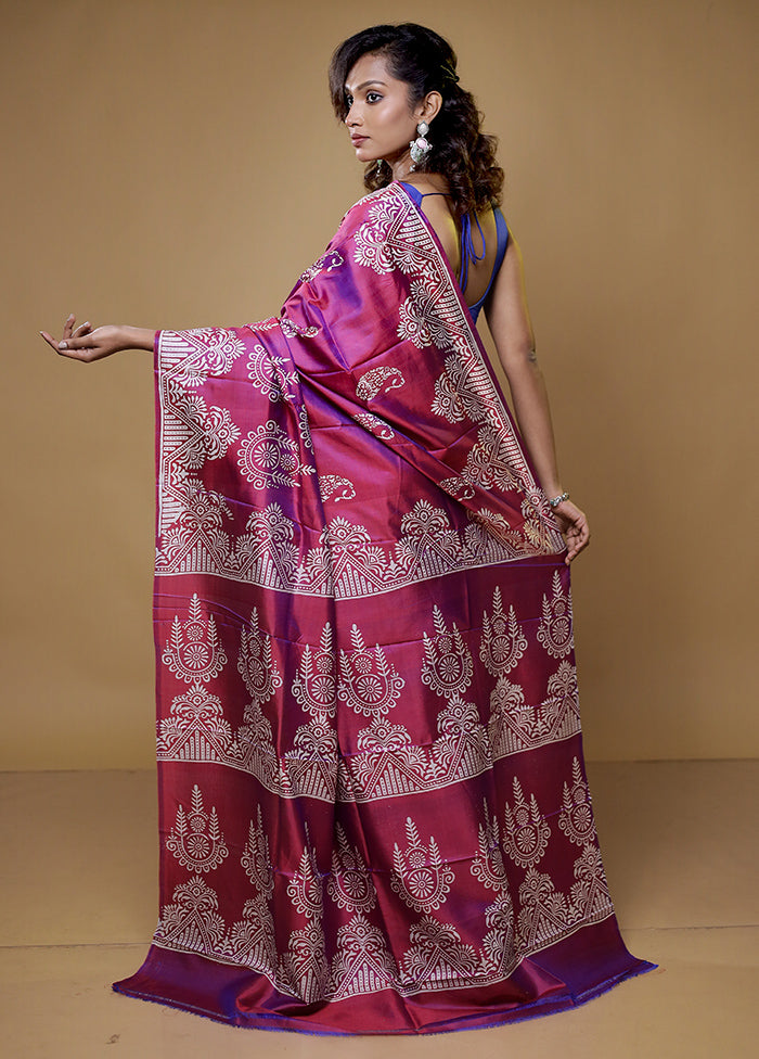 Pink Pure Bishnupuri Silk Saree Without Blouse Piece