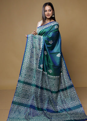 Green Pure Bishnupuri Silk Saree Without Blouse Piece